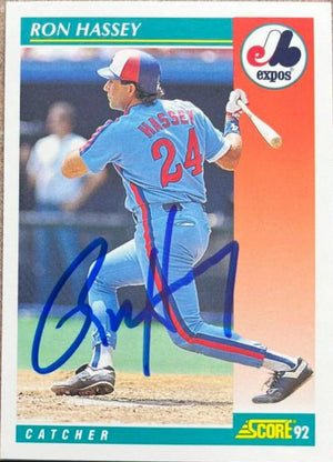 Ron Hassey Signed 1992 Score Baseball Card - Montreal Expos