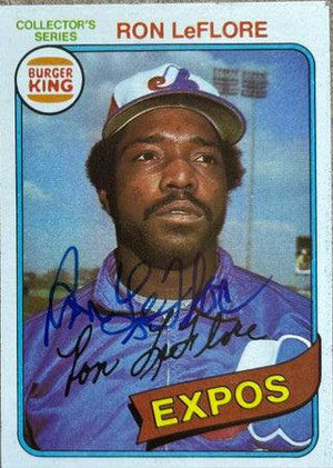 Ron Leflore Signed 1980 Topps Burger King Baseball Card - Montreal Expos - PastPros