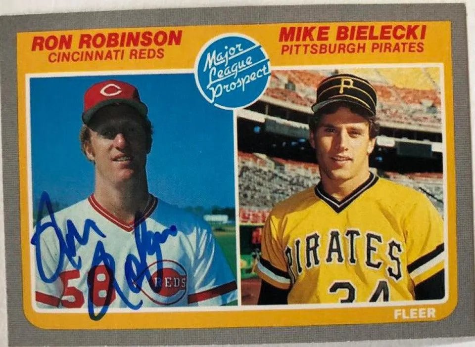 Ron Robinson Signed 1985 Fleer Baseball Card - Cincinnati Reds