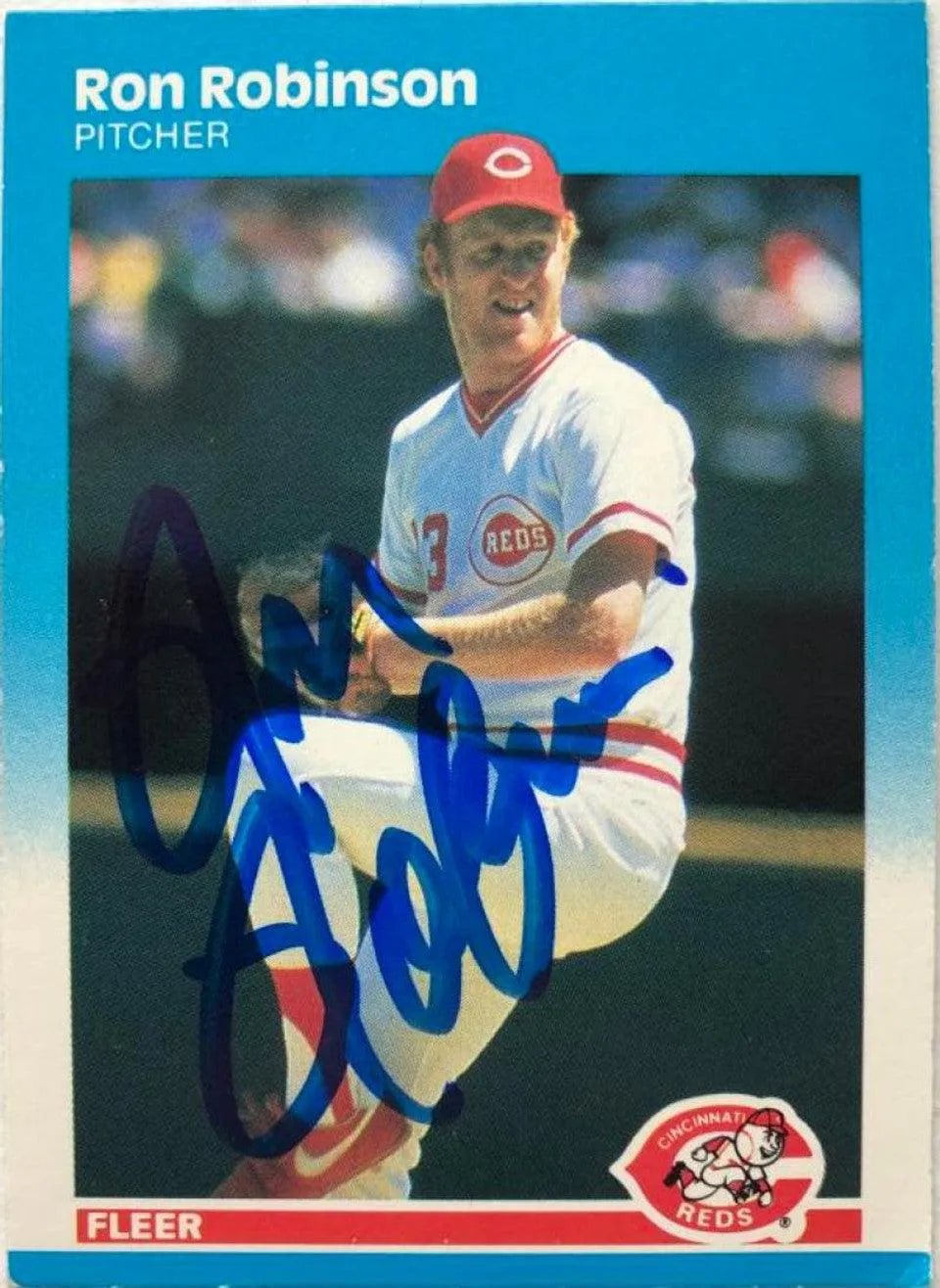 Ron Robinson Signed 1987 Fleer Baseball Card - Cincinnati Reds