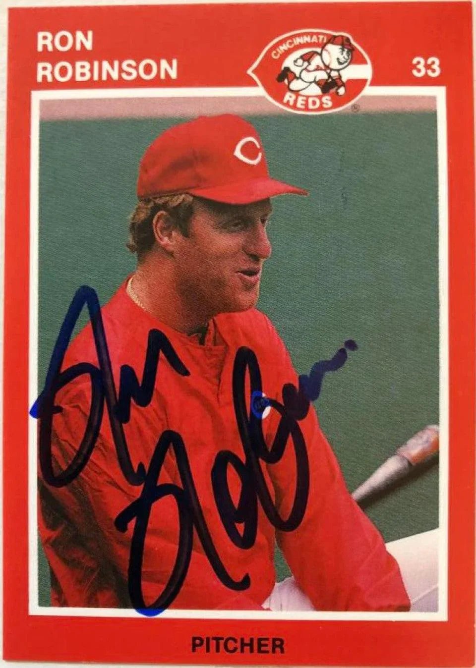 Ron Robinson Signed 1989 Kahn's Baseball Card - Cincinnati Reds
