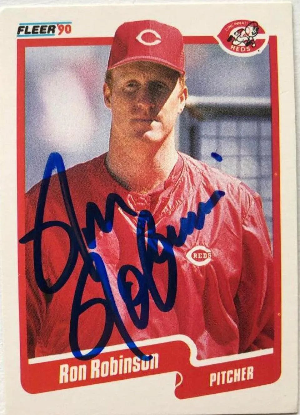 Ron Robinson Signed 1990 Fleer Baseball Card - Cincinnati Reds