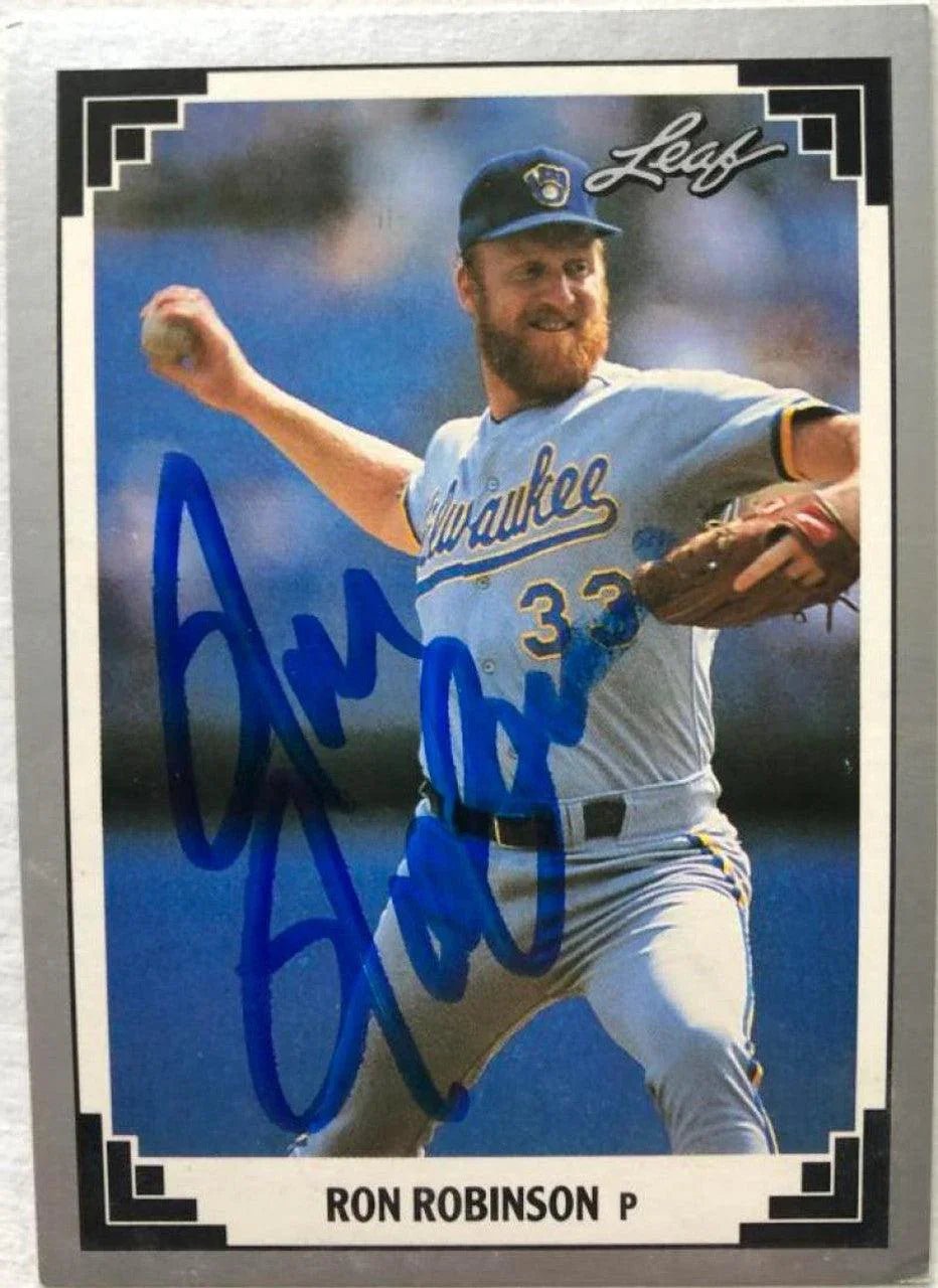 Ron Robinson Signed 1991 Leaf Baseball Card - Milwaukee Brewers