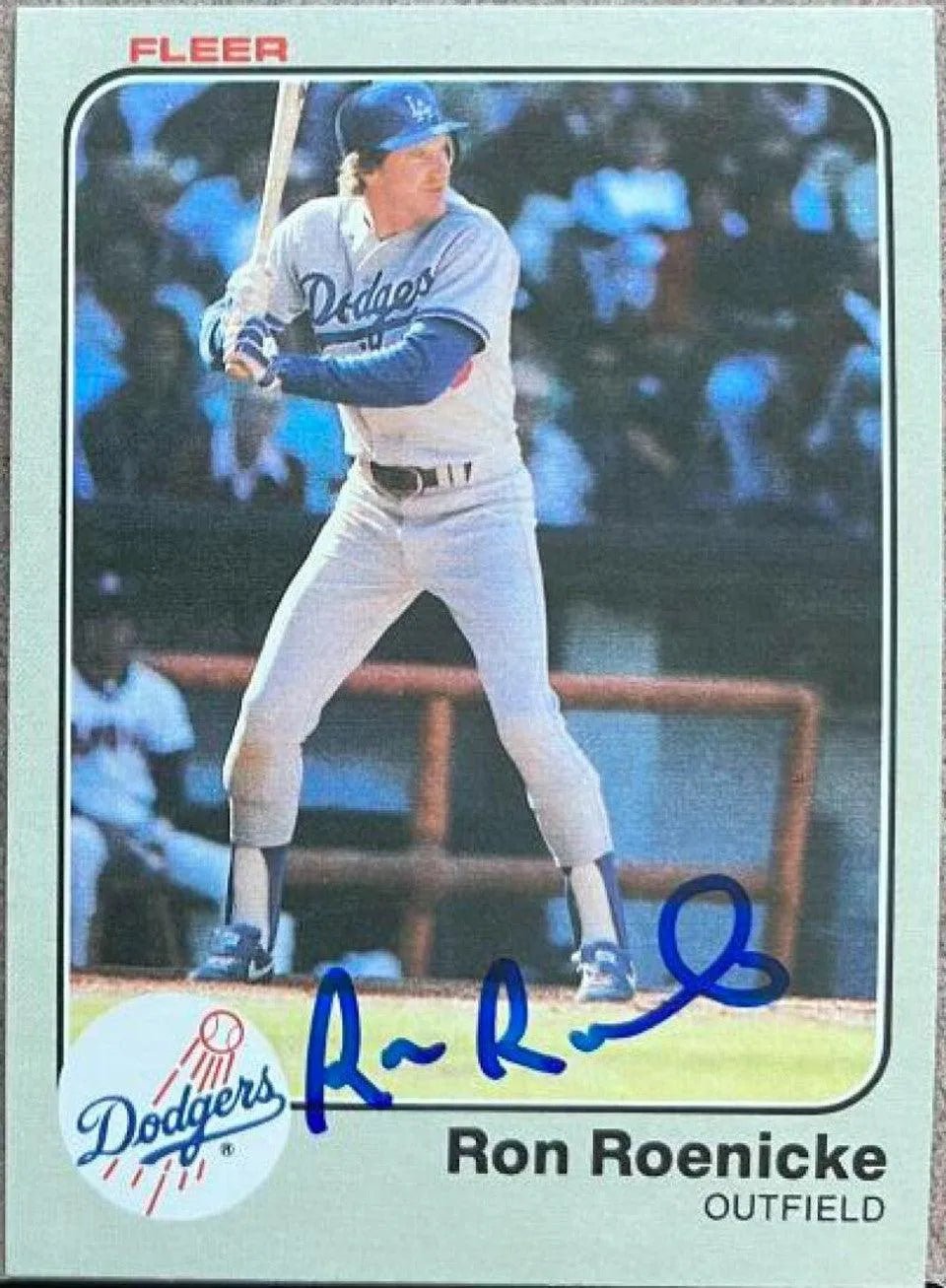 Ron Roenicke Signed 1983 Fleer Baseball Card - Los Angeles Dodgers