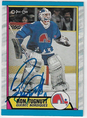 Ron Tugnutt Signed 1989-90 O-Pee-Chee Hockey Card - Quebec Nordiques