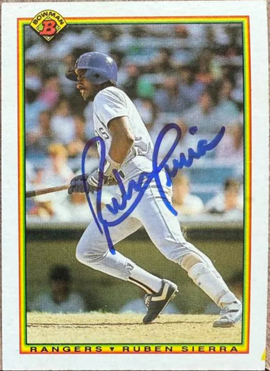 Ruben Sierra Signed 1990 Bowman Baseball Card - Texas Rangers