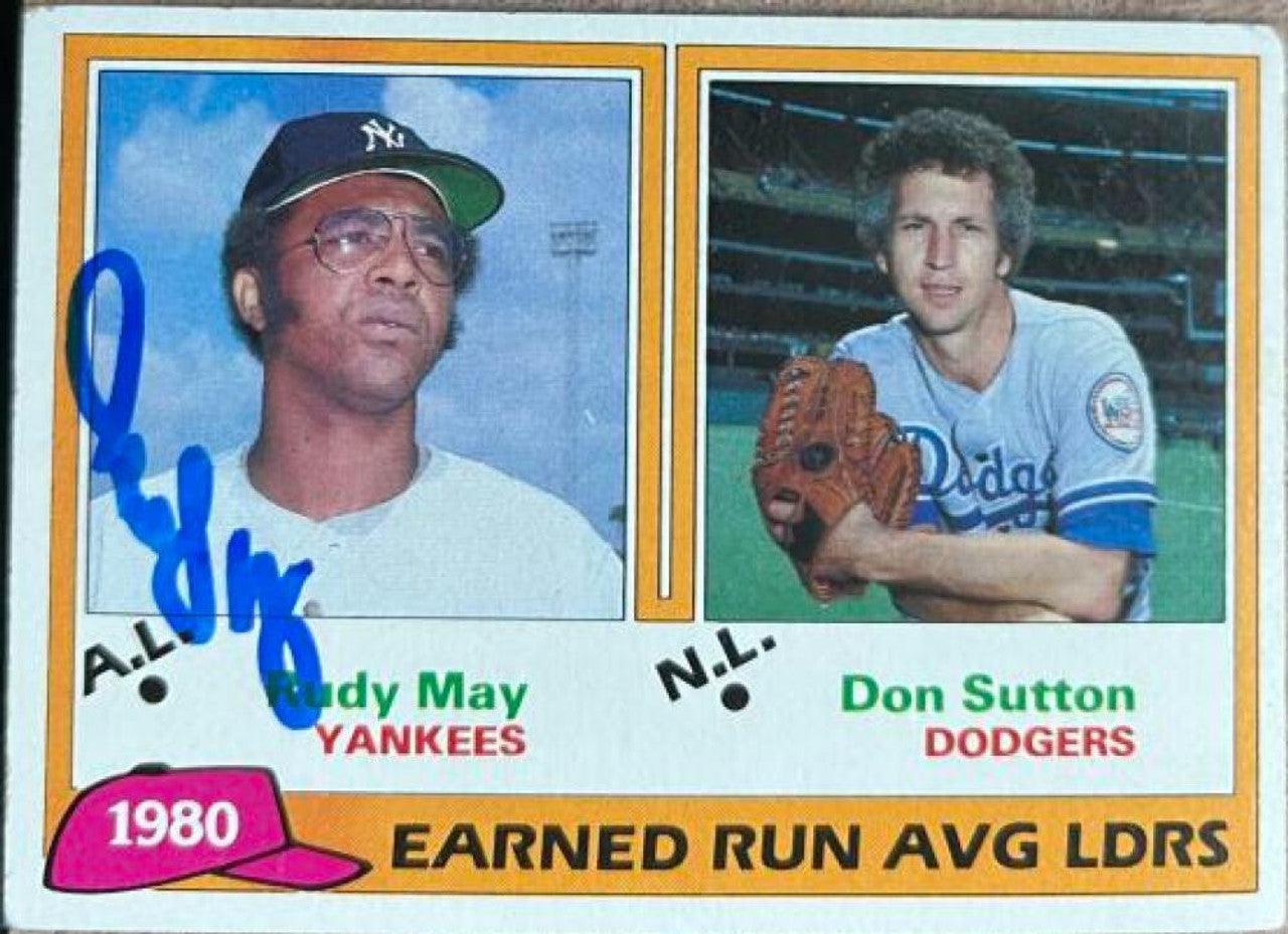 Rudy May Signed 1981 Topps ERA Leaders Baseball Card - New York Yankees - PastPros
