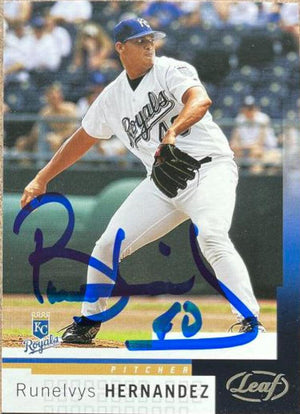 Runelvys Hernandez Signed 2004 Leaf Baseball Card - Kansas City Royals - PastPros
