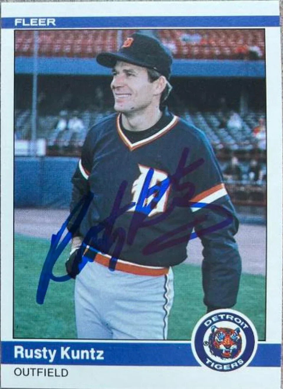 Rusty Kuntz Signed 1984 Fleer Update Baseball Card - Detroit Tigers