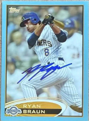 Ryan Braun Signed 2012 Topps Blue Baseball Card - Milwaukee Brewers 1 - PastPros