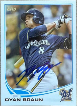 Ryan Braun Signed 2013 Topps Baseball Card - Milwaukee Brewers 8 - PastPros