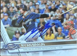 Ryan Braun Signed 2017 Topps Baseball Card - Milwaukee Brewers 220 - PastPros