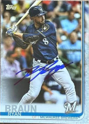 Ryan Braun Signed 2019 Topps Baseball Card - Milwaukee Brewers 614 - PastPros
