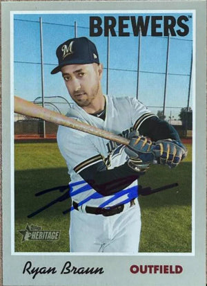 Ryan Braun Signed 2019 Topps Heritage Baseball Card - Milwaukee Brewers 111 - PastPros