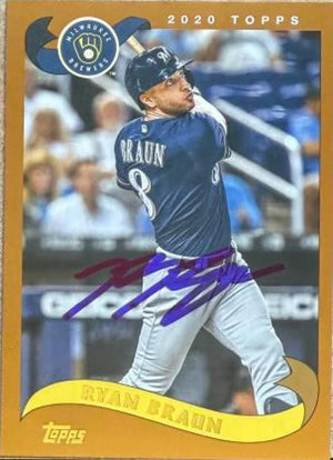 Ryan Braun Signed 2020 Topps Archives Baseball Card - Milwaukee Brewers 280 - PastPros
