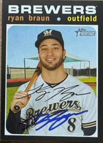 Ryan Braun Signed 2020 Topps Heritage Baseball Card - Milwaukee Brewers #321