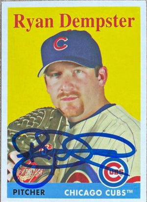 Ryan Dempster Signed 2007 Topps Heritage Baseball Card - Chicago Cubs - PastPros