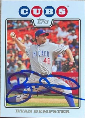Ryan Dempster Signed 2008 Topps Baseball Card - Chicago Cubs - PastPros