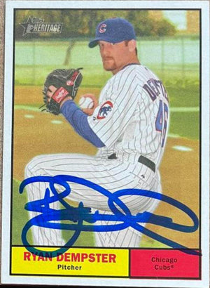 Ryan Dempster Signed 2010 Topps Heritage Baseball Card - Chicago Cubs - PastPros