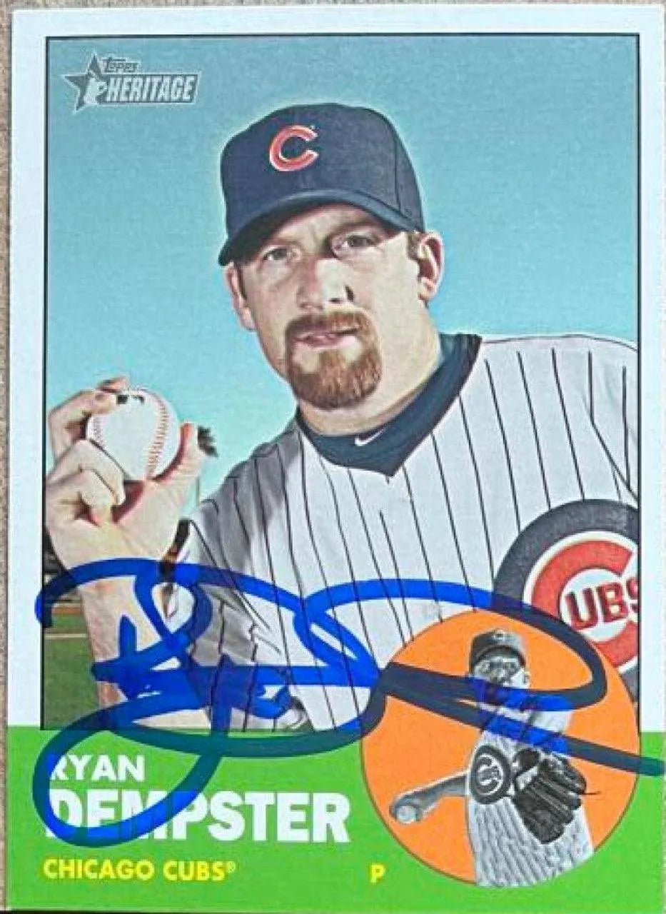 Ryan Dempster Signed 2012 Topps Heritage Baseball Card - Chicago Cubs
