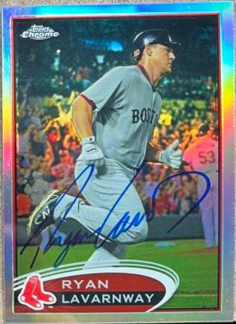 Ryan Lavarnway Signed 2012 Topps Chrome Refractors Baseball Card - Boston Red Sox