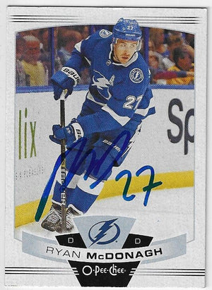 Ryan McDonagh Signed 2019-20 O-Pee-Chee Hockey Card - Tampa Bay Lightning