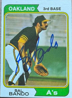 Sal Bando Signed 1974 Topps Baseball Card - Oakland A's - PastPros