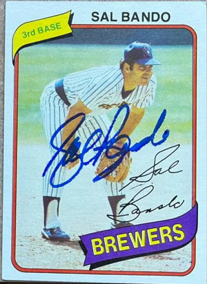 Sal Bando Signed 1980 Topps Baseball Card - Milwaukee Brewers - PastPros