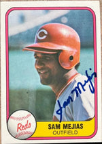 Sam Mejias Signed 1981 Fleer Baseball Card - Cincinnati Reds