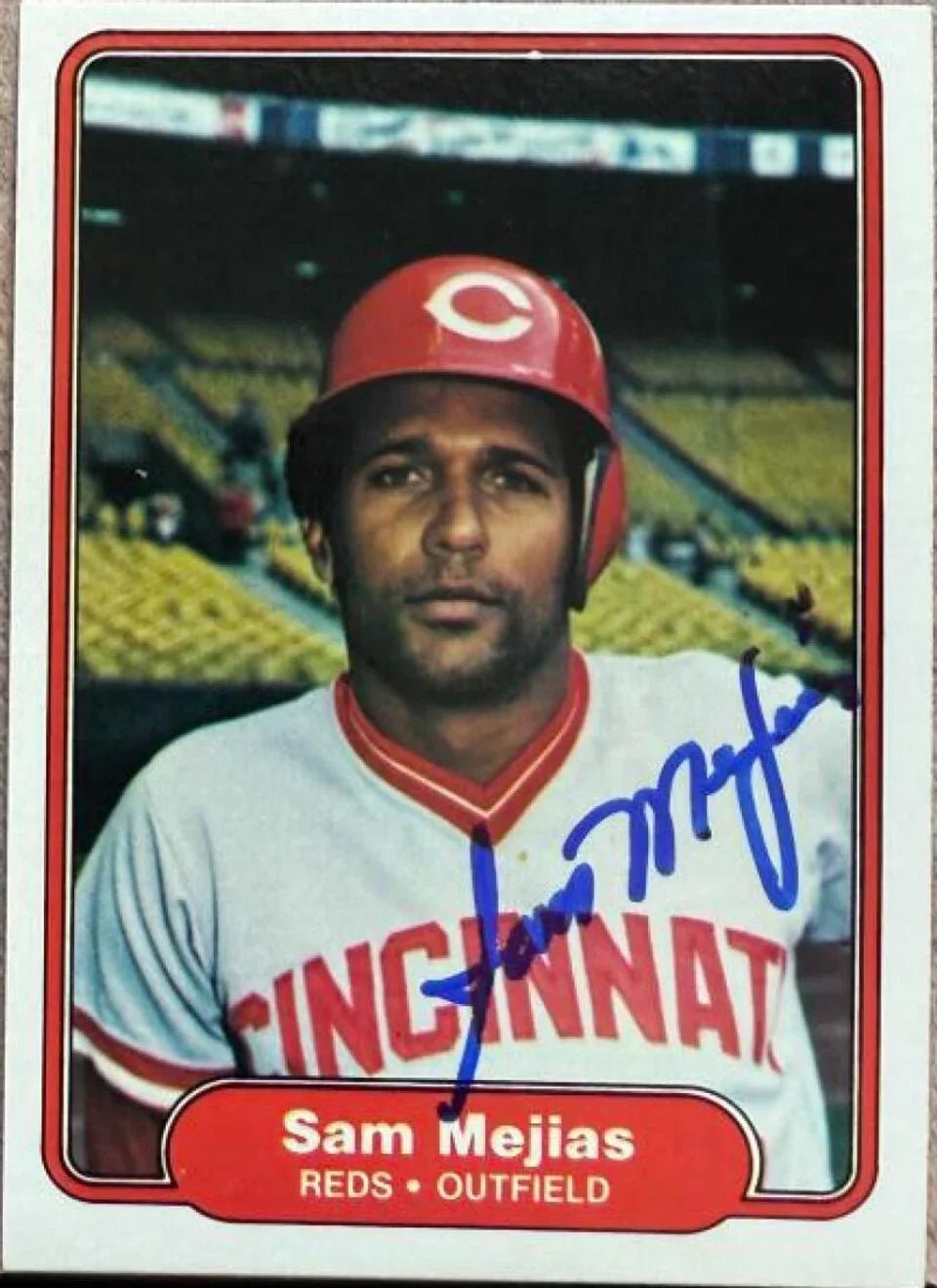 Sam Mejias Signed 1982 Fleer Baseball Card - Cincinnati Reds