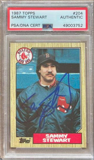 Sammy Stewart Signed 1987 Topps Baseball Card - Boston Red Sox PSA/DNA - PastPros