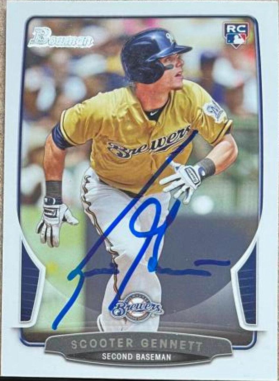 Scooter Gennett Signed 2013 Bowman Draft Picks & Prospects Baseball Card - Milwaukee Brewers - PastPros