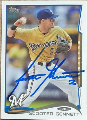 Scooter Gennett Signed 2014 Topps Baseball Card - Milwaukee Brewers - PastPros