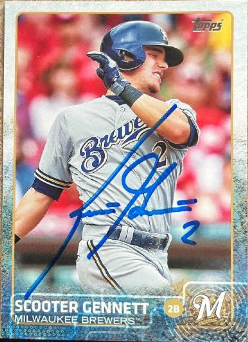 Scooter Gennett Signed 2015 Topps Baseball Card - Milwaukee Brewers