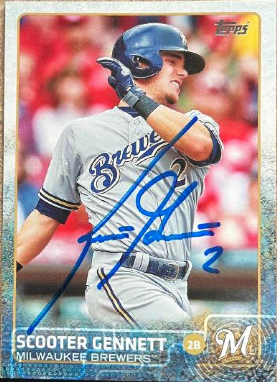 Scooter Gennett Signed 2015 Topps Baseball Card - Milwaukee Brewers - PastPros