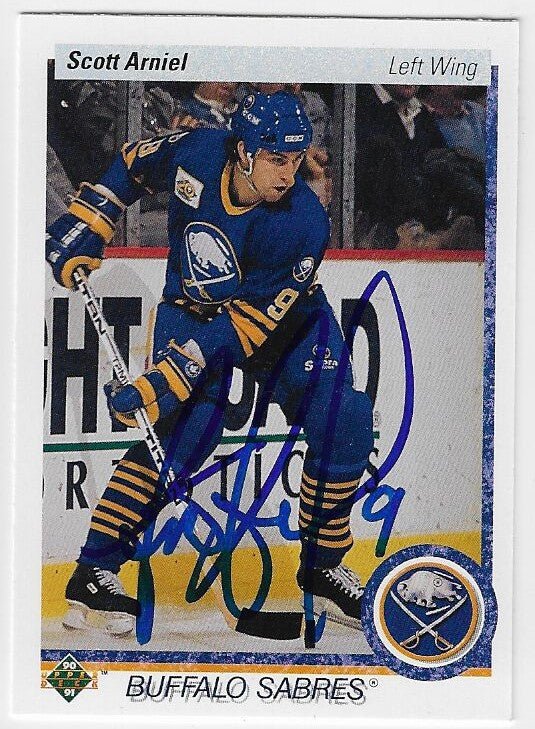Scott Arniel Signed 1990 - 91 Upper Deck Hockey Card - Buffalo Sabres - PastPros