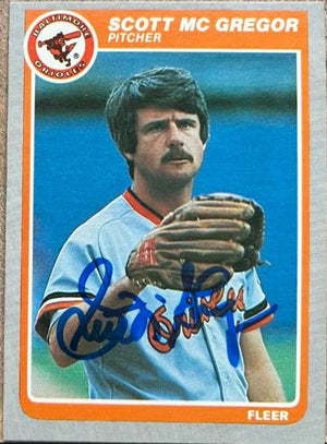 Scott McGregor Signed 1985 Fleer Baseball Card - Baltimore Orioles