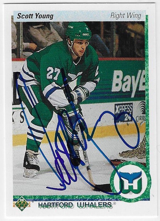 Scott Young Signed 1990-91 Upper Deck Hockey Card - Hartford Whalers