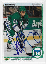 Scott Young Signed 1990-91 Upper Deck Hockey Card - Hartford Whalers