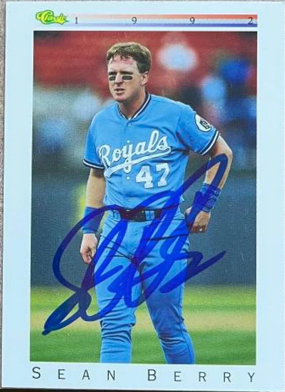 Sean Berry Autographed 1992 Classic Baseball Card - Kansas City Royals