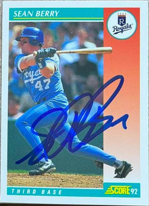 Sean Berry Autographed 1992 Score Baseball Card - Kansas City Royals
