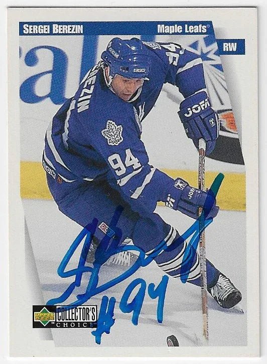Sergei Berezin Signed 1997 - 98 Collector's Choice Hockey Card - Toronto Maple Leafs - PastPros