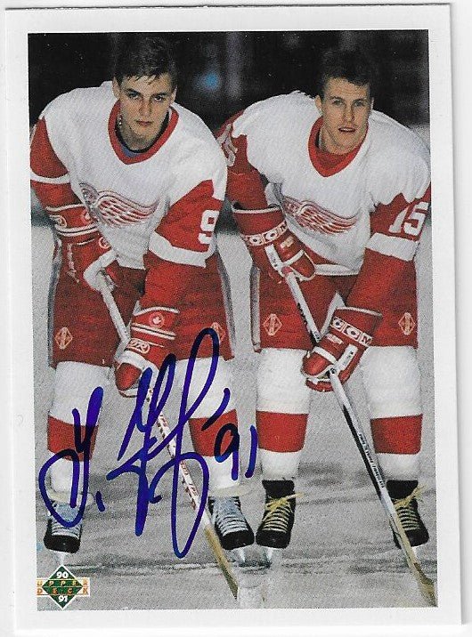 Sergei Fedorov Signed 1990-91 Upper Deck Young Guns Checklist Hockey Card - Detroit Red Wings