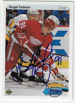 Sergei Fedorov Signed 1990-91 Upper Deck Young Guns Hockey Card - Detroit Red Wings