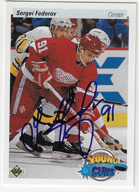 Sergei Fedorov Signed 1990-91 Upper Deck Young Guns Hockey Card - Detroit Red Wings