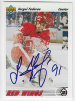 Sergei Fedorov Signed 1991-92 Upper Deck Hockey Card - Detroit Red Wings #144