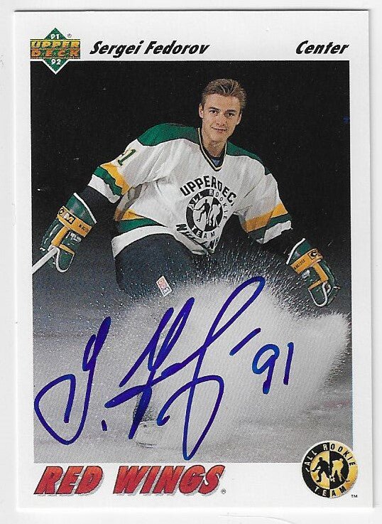 Sergei Fedorov Signed 1991-92 Upper Deck Hockey Card - Detroit Red Wings #40