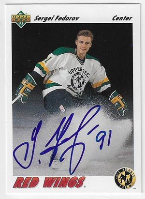 Sergei Fedorov Signed 1991 - 92 Upper Deck Hockey Card - Detroit Red Wings 40 - PastPros