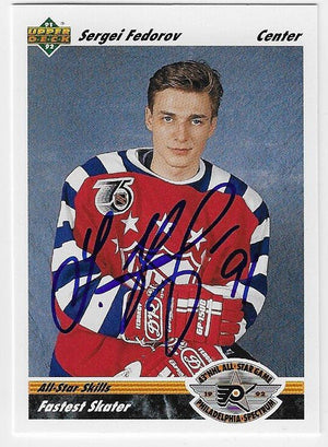Sergei Fedorov Signed 1991 - 92 Upper Deck Hockey Card - Detroit Red Wings 631 - PastPros