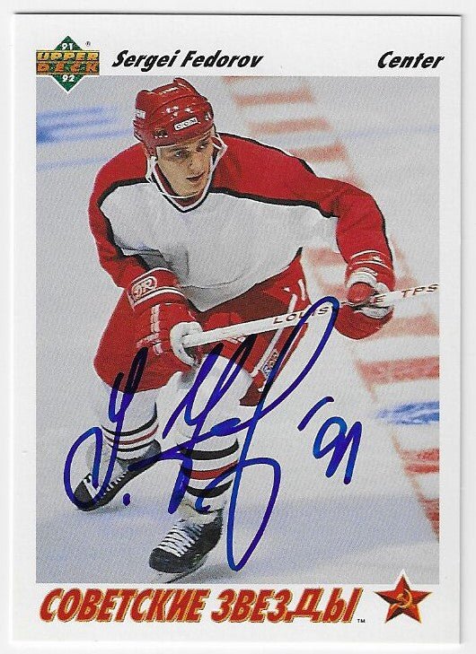 Sergei Fedorov Signed 1991-92 Upper Deck Hockey Card - Team Russia #6